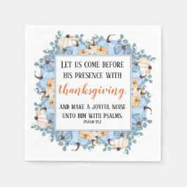 感謝祭の聖書の青いパンプキンフレーム スタンダードカクテルナプキン
