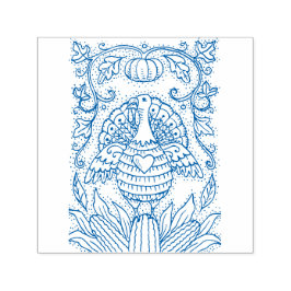 感謝祭の色合い七面鳥、トウモロコシ&カボチャフォーク セルフインキングスタンプ