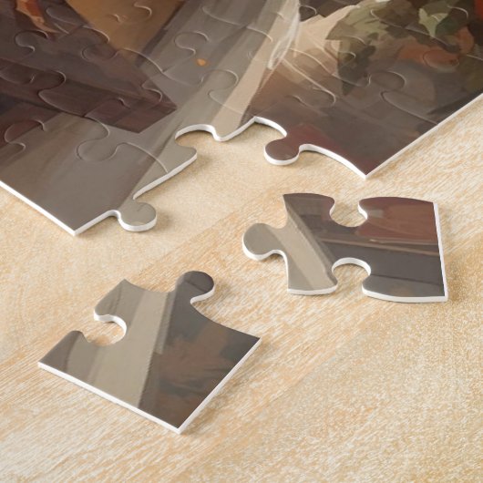 感謝祭の花が咲く秋の猫 ジグソーパズル (側面)