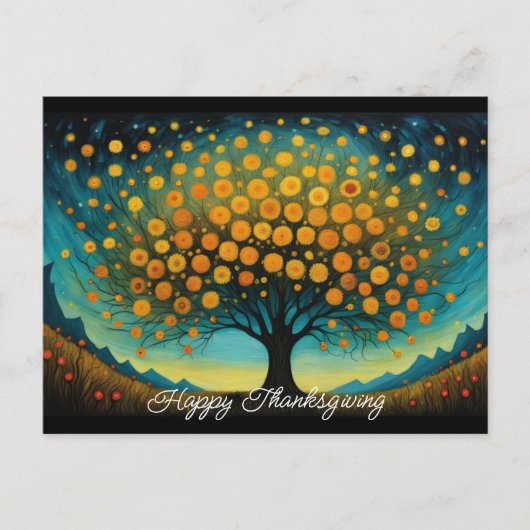 感謝祭の花の木の秋の休暇のポストカード シーズンポストカード (正面)
