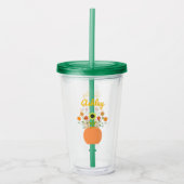 感謝祭の花inカボチャ名前をカスタムする アクリルタンブラー (正面)