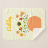 感謝祭の花inカボチャ名前をカスタムする シェルパブランケット (正面(横))