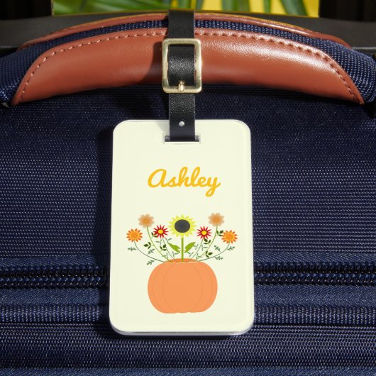 感謝祭の花inカボチャ名前をカスタムする ラゲッジタグ (正面インサイチュ2)