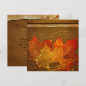 感謝祭の落ち葉 カスタム オーダーメイド 招待状 (正面/裏面)