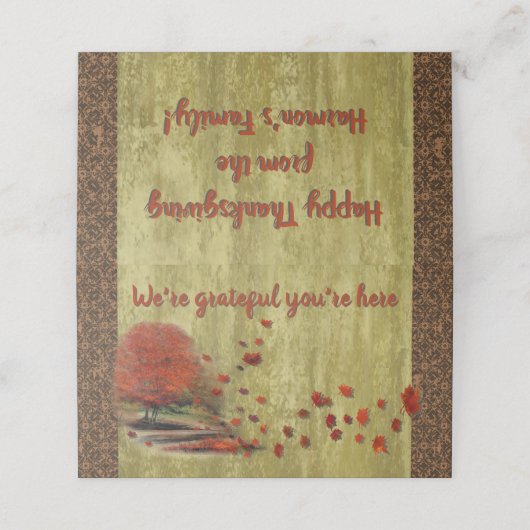 感謝祭の落下葉する座席表 プレイスカード (外部開封)