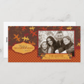 感謝祭の葉紅葉にオークの シーズンカード (正面/裏面)