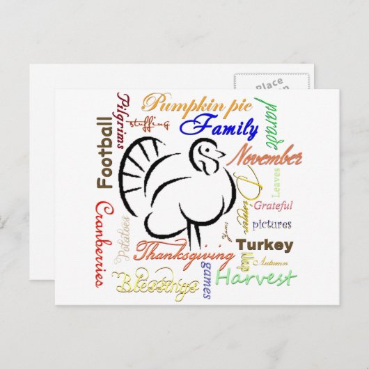 感謝祭の言葉の休日はがき シーズンポストカード (正面/裏面)