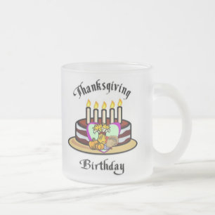 感謝祭の誕生日 フロストグラスマグカップ
