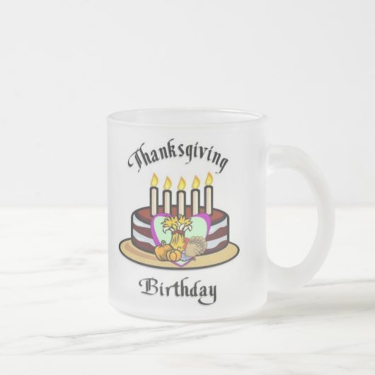 感謝祭の誕生日 フロストグラスマグカップ (右)