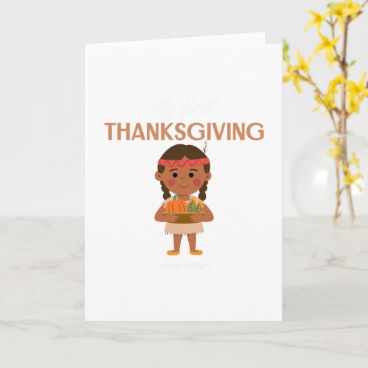 感謝祭の赤ちゃん服をよちよち歩きの男の子の女の子 カード (黄色い花)