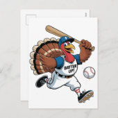 感謝祭の野球用七面鳥のバッターゴブラー シーズンポストカード (正面/裏面)