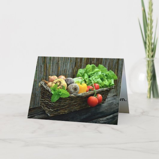 感謝祭の野菜の収穫 – バスケット シーズンカード (正面)