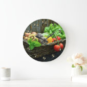 . .感謝祭の野菜収穫を籠に入れる ラージ壁時計 (ホーム)