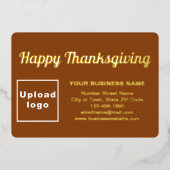 感謝祭の長方形に茶色のビジネスブランド 箔シーズンカード (正面)
