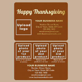 感謝祭の長方形に茶色のビジネスブランド 箔シーズンカード