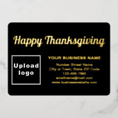 感謝祭の長方形に黒のビジネスブランド 箔シーズンカード (正面)