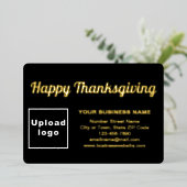 感謝祭の長方形に黒のビジネスブランド 箔シーズンカード (立ち正面)