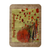 感謝祭の降り注ぐ葉の風景 マグネット (縦)