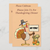 感謝祭の食べポーク·トルコ 招待状 (正面/裏面)