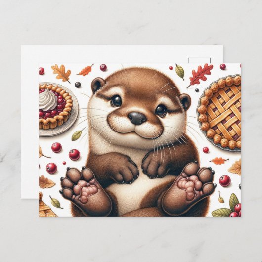 感謝祭の食べ物が美味しいお店主 ポストカード (正面/裏面)