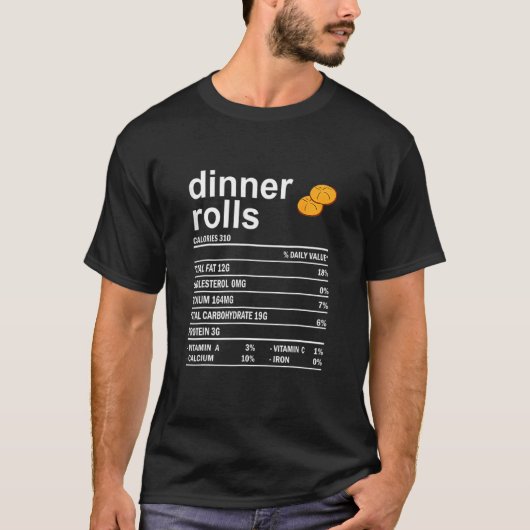 感謝祭の食べ物アパレル転がディナー栄養 Tシャツ (正面)
