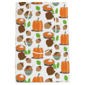 感謝祭の食べ物テーマパターン ミディアムペーパーバッグ (正面)