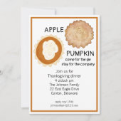 感謝祭の食事とパイ 招待状 (正面)