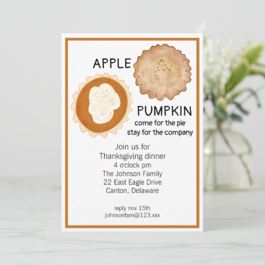 感謝祭の食事とパイ 招待状 (スタンド正面)