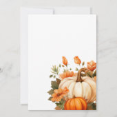 感謝祭の食事のためのオレンジ色の花とスクリプトの白 招待状 (裏面)