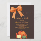 感謝祭の食事の背景　ビストルブラウン色の栗色 招待状 (正面)