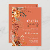 感謝祭の食事の花の招待状 ポストカード (正面/裏面)