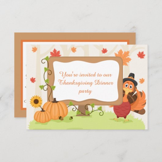 感謝祭の食事の追加情報 招待状 (正面/裏面)