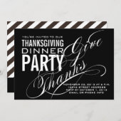 感謝祭の食事への招待 | ブラック 招待状 (正面/裏面)
