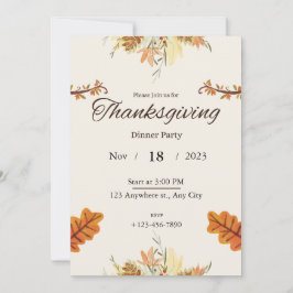 感謝祭の食事への招待 招待状
