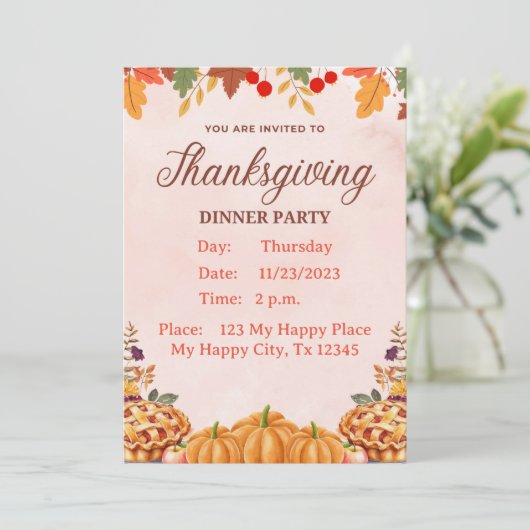 感謝祭の食事への招待 招待状 (スタンド正面)