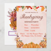 感謝祭の食事への招待 招待状 (正面/裏面)