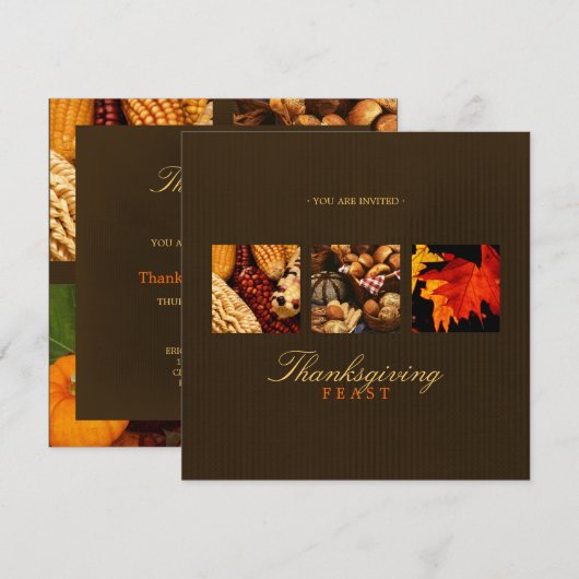 感謝祭の食事への招待 招待状 (正面/裏面)