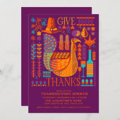 感謝祭の食事への招待 招待状 (正面/裏面)