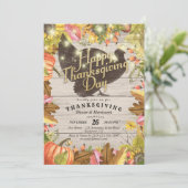 感謝祭の食事七面鳥かぼちゃと紅葉 招待状 (スタンド正面)
