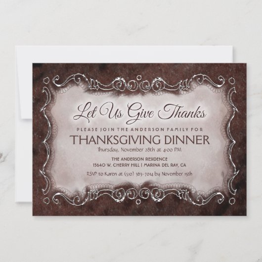 感謝祭の食事会への招待 - 感謝の気持ちを伝えよう 招待状 (正面)