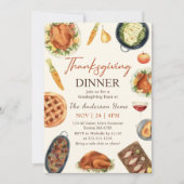 感謝祭の食事会（ターキーとカボチャ） 招待状 (正面)