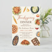感謝祭の食事会（ターキーとカボチャ） 招待状 (スタンド正面)