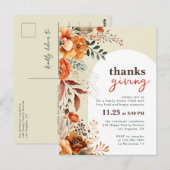 感謝祭の食事会 招待状 白い花のアーチ (正面/裏面)