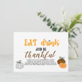 感謝祭の食事会 Eat Drink And Be Thankful 感謝祭パーティー 招待状 (スタンド正面)