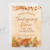 感謝祭の食事招待テンプレート 招待状 (正面/裏面)