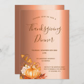 感謝祭の食事　パンプキン　ハーベスト　銅 招待状 (正面/裏面)