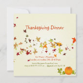 感謝祭の食事、 マップルの葉/DIY 背景 招待状 (裏面)