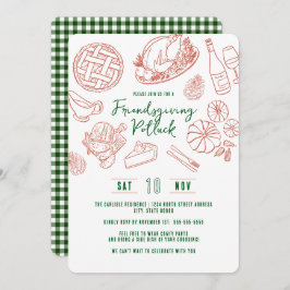 感謝祭の食事　ヴィンテージ　ラスティック　フード　ギンガム 招待状