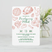 感謝祭の食事 ヴィンテージ ラスティック フード ギンガム 招待状 (スタンド正面)