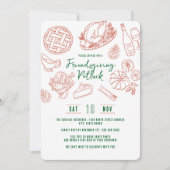 感謝祭の食事 ヴィンテージ ラスティック フード ギンガム 招待状 (正面)